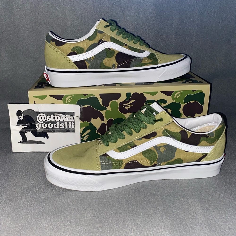 BAPE x Vans Green ABC Camo Old School